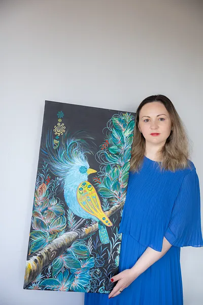 Image of Bird of Victory by Nataliya Garbovska, size: 50x70cm, made of Acrylic, Painting medium, from Abu Dhabi, UAE, part of the Ukraine series Photo 2 of 2.