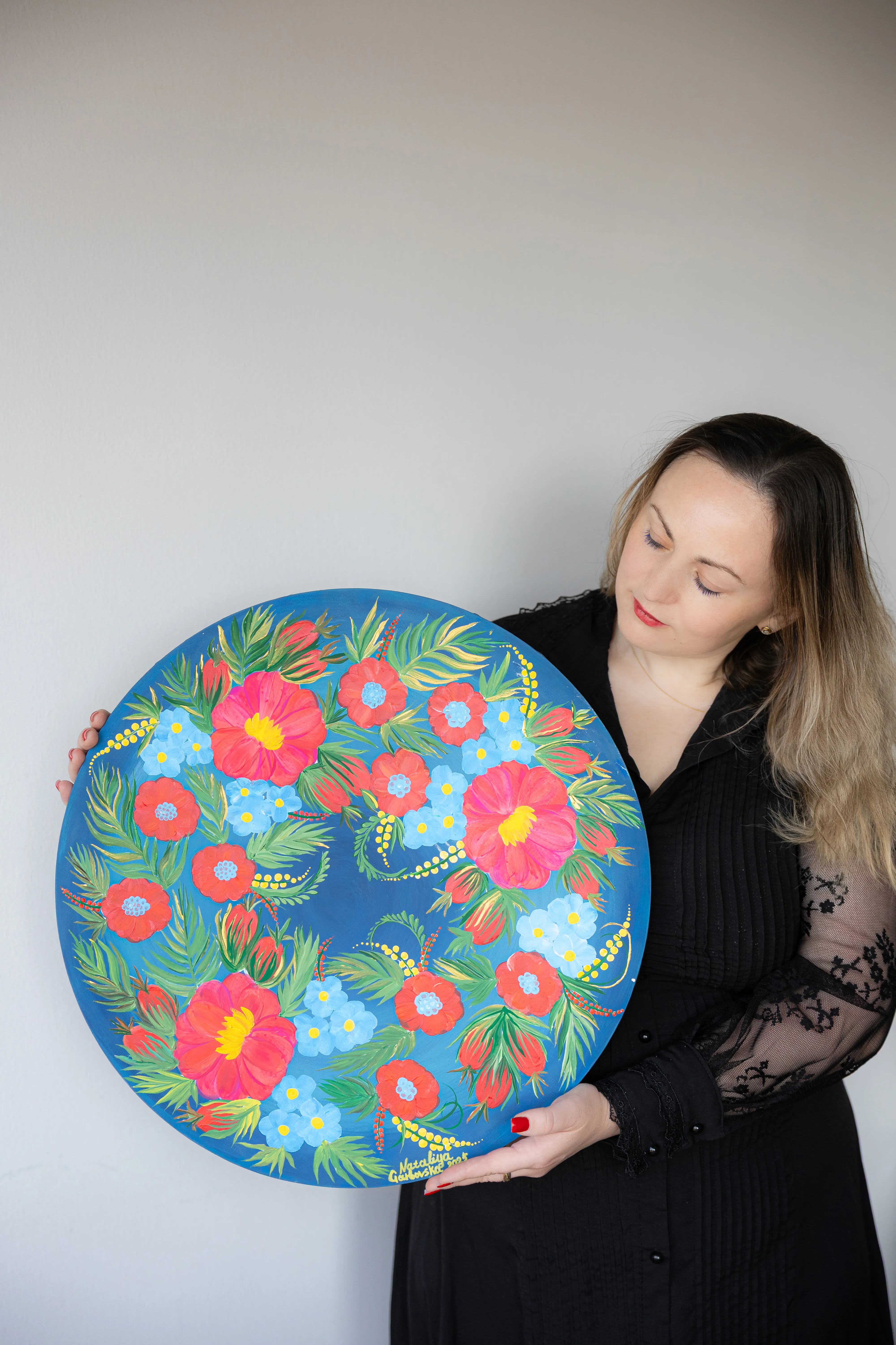 Image of Dog-roses by Nataliya Garbovska, made of Acrylic, Painting medium, part of the Ukraine series Photo 2 of 2.