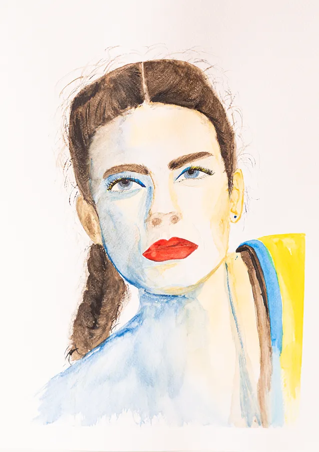 Image of Yaroslava Moguchykh by Nataliya Garbovska, size: 50x70cm, made of Watercolor , Painting medium, from Abu Dhabi, UAE, part of the Ukraine series